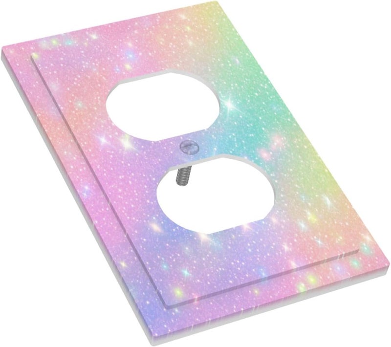 Wuyocha Decorative Outlet Covers Rainbow Shiny Gradient Colors 1 Gang Wall Plate Receptacle Duplex Light Switch Cover Plate Single Dual Plug Covers Electrical Switchplate for Kids Room Nursery Decor - Image 3